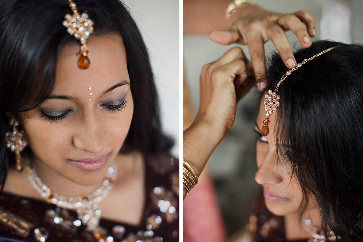 Indian wedding photographer capturing real bride getting ready for Hindu wedding ceremony