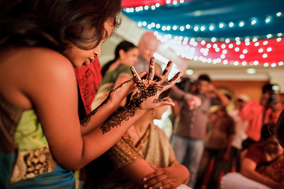 henna mehndi at Hindu wedding celebrations captured by destination wedding photographer Europe