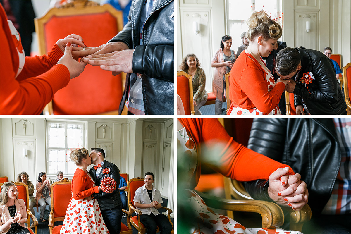 Hochzeitsreportagefotos von standesamtlicher Trauung bei Hochzeit im Vintage-Stil Berlin - Rathaus Schöneberg Standesamt Berlin Hochzeitsfotograf © www.hochzeitslicht.de