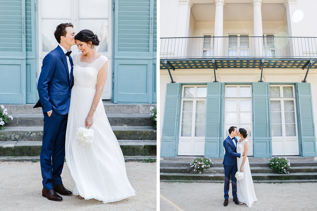 Hochzeitsfotos vom First Look bei Sommerhochzeit am Schloss Charlottenburg - Gästehaus Villa Blumenfisch am Großen Wannsee Berlin Hochzeitsfotograf © www.hochzeitslicht.de