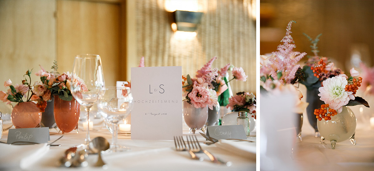 Detailfoto Tischdekoration bei natürlich-eleganter Sommerhochzeit - Berlin Hochzeitsfotograf © www.hochzeitslicht.de