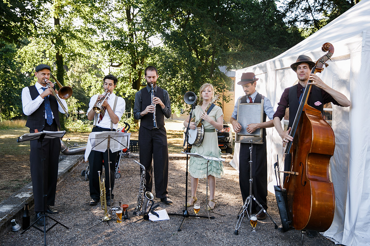 Jazzband bei vintage Boho-Hochzeit - Schloss Marquardt Hochzeitsfotograf Potsdam © www.hochzeitslicht.de