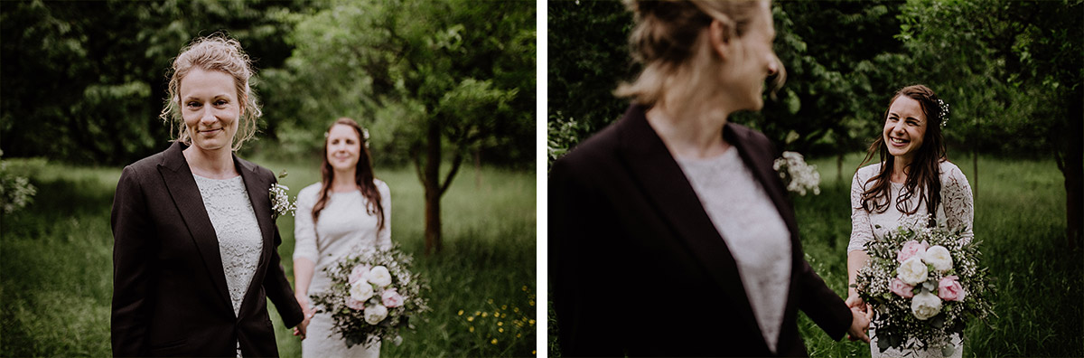 moderne Hochzeitsfotos Brautpaar gleichgeschlechtliche Hochzeit - Paulsborn am Grunewaldsee Hochzeitsfotograf © www.hochzeitslicht.de