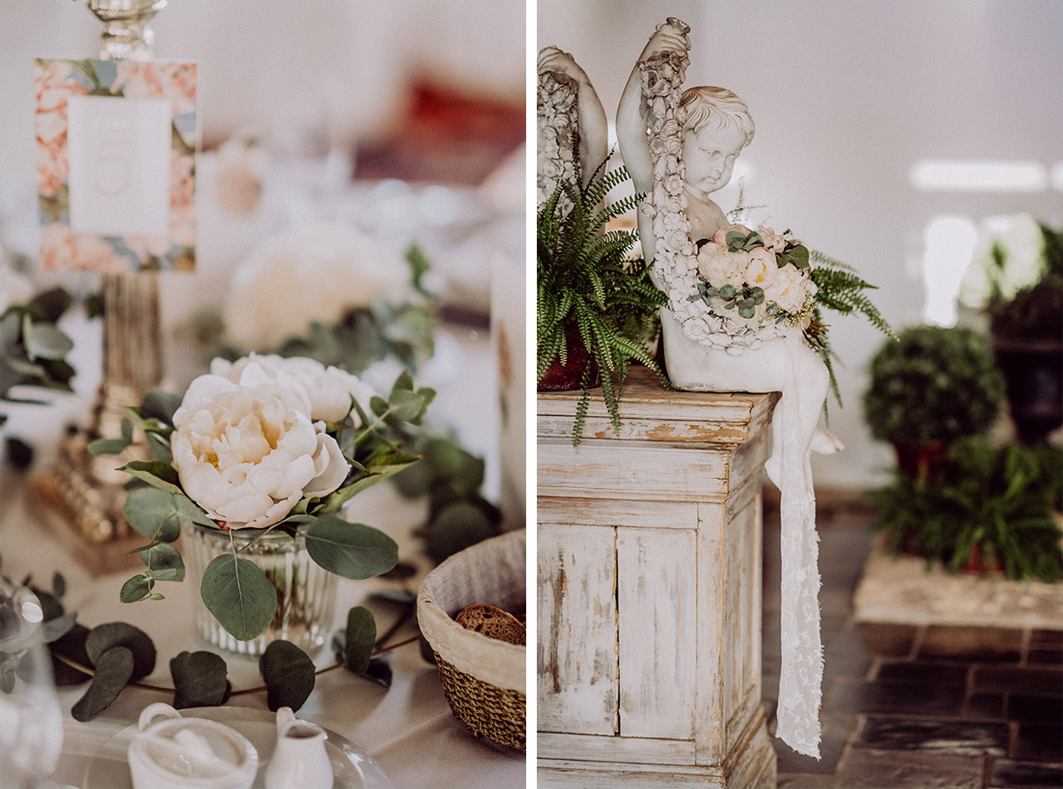 Idee Dekoration vintage Sommerhochzeit blassrosa Pfingstrosen, Eukalyptus, Engel, florale Hochzeitspapeterie - vintage Spreewaldhochzeit Hotel zur Bleiche Hochzeitsfotograf und Hochzeitsvideo Berlin © www.hochzeitslicht.de