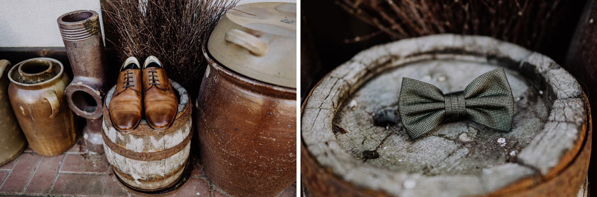 Vintage Hochzeit Outfit Bräutigam Schuhe und Fliege - Standesamt Weidendom und Spreewood Distillers DIY-Herbst-Hochzeit von Spreewald Hochzeitsfotografin aus Berlin © www.hochzeitslicht