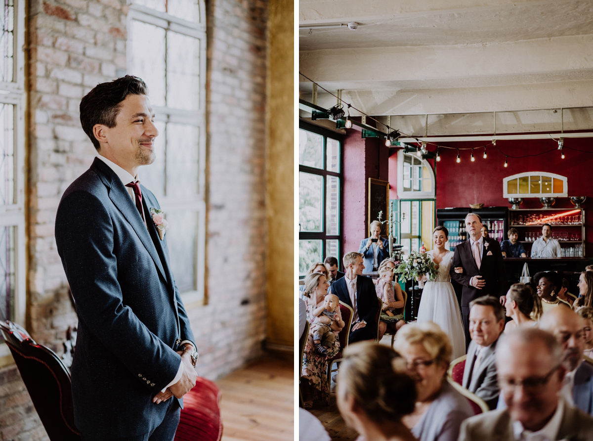 Hochzeitsfotos freie Trauung moderne Berlinhochzeit - Berliner Hochzeitsfotografin dokumentiert urbane Hochzeit im Tangoloft Berlin Wedding - Hochzeitslocation am Wasser © www.hochzeitslicht.de