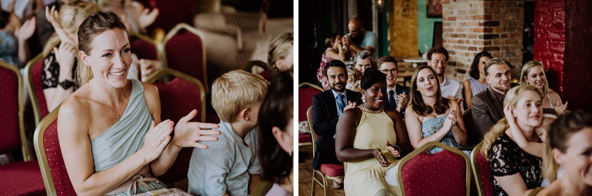 Hochzeitsfotografien Outfit Hochzeitsgäste freie Trauung - Berliner Hochzeitsfotografin dokumentiert urbane Hochzeit im Tangoloft Berlin Wedding - Hochzeitslocation am Wasser © www.hochzeitslicht.de