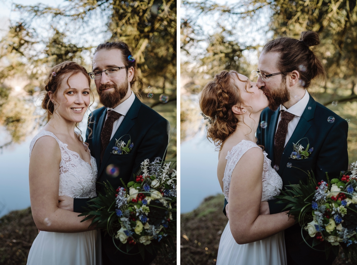 Brautpaarfotoshooting Botanischer Garten Berlin - Hochzeitsfotograf Berlin Standesamt Hochzeit im Winter im Rathaus Schöneberg © www.hochzeitslicht.de