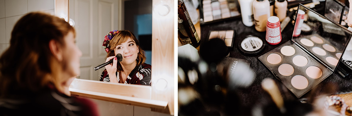 Hochzeitsfotos DIY Styling Braut zu Hause - Hochzeit Berlin Friedrichshain in Hochzeitslocation Old Smithy's Dizzle von Boho Hochzeitsfotograf © www.hochzeitslicht.de #hochzeitslicht
