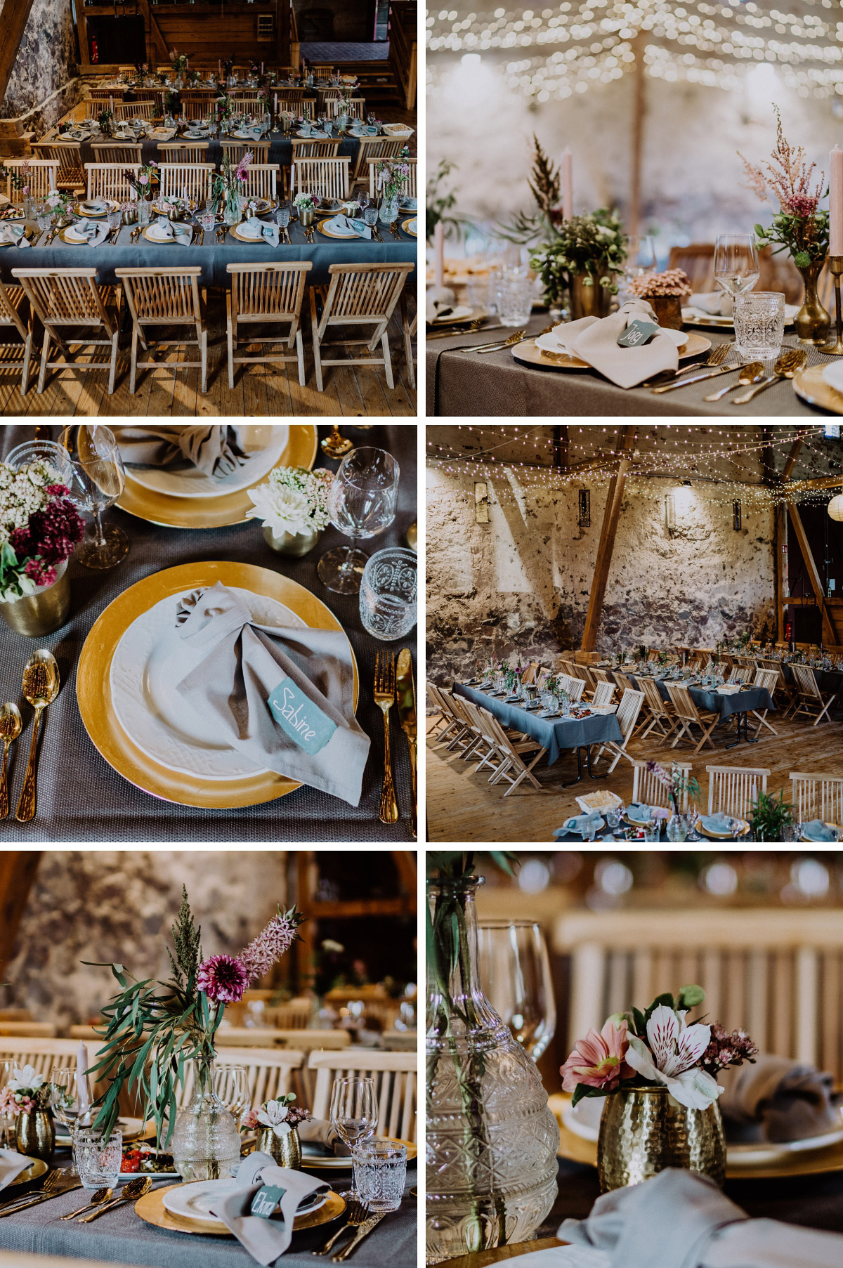 Scheune Hochzeit Dekoration; Tischdeko hellblau, gold, gelb, braun; Beleuchtung Lichterkette #barnwedding #scheunenhochzeit aus Blog zu DIY-Gartenhochzeit im vintage und boho Stil in Brandenburg Gartenglück Wegendorf von Hochzeitsfotograf aus Berlin #hochzeitslicht © www.hochzeitslicht.de