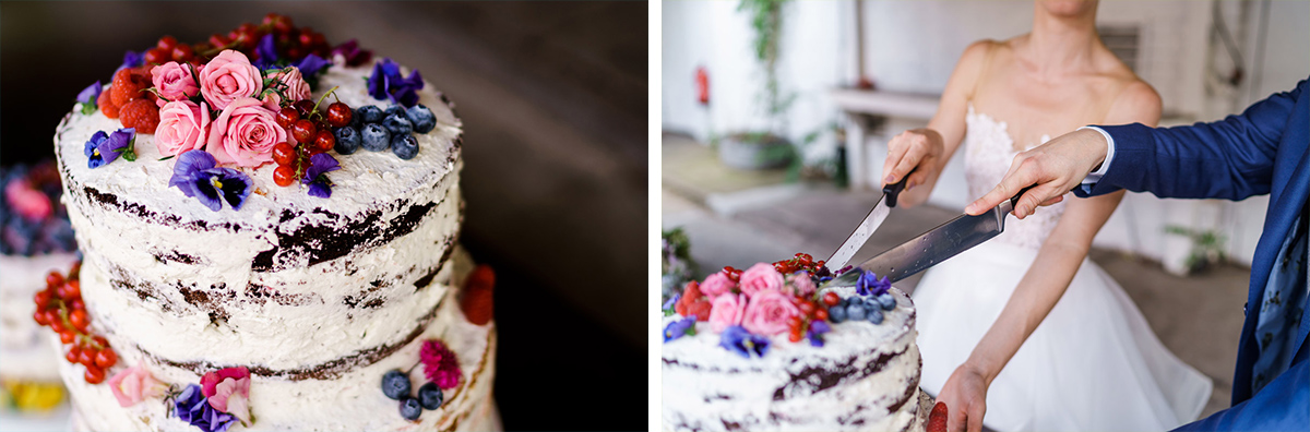 vintage DIY-Hochzeitstorte: Wer liebt keine Torte zur Hochzeit? Naked Cake schlicht mit Blumen ist eine tolle Hochzeitskuchen Inspiration - Aber Vorsicht: Nicht den Kühlschrank plündern. #weddingcake auf vintage Hochzeit in Berlin - Hochzeitsfoto von #hochzeitslicht © www.hochzeitslicht.de