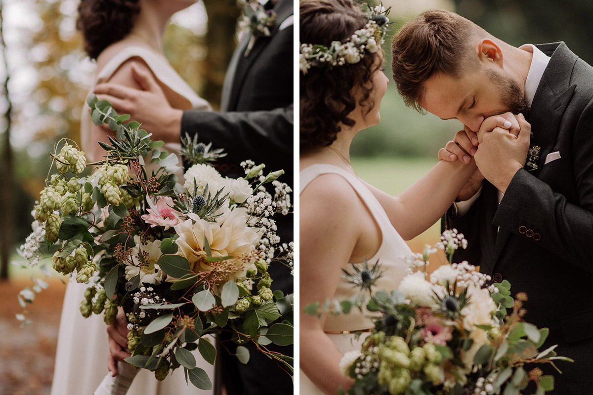 Idee Posen Fotoshooting Brautpaar - Standesamt Corona Hochzeit in Brandenburg mit Hochzeitsfilm von Hochzeitsvideograf Berlin in Bekemühle in Dannenwalde © www.hochzeitslicht.de #hochzeitslicht