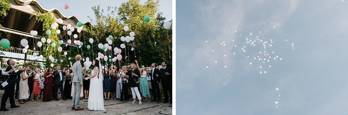 Idee Unterhaltung Gäste Hochzeit Luftballons steigen lassen - Oberhafenkantine Berlin Hochzeit am Wasser, urbane Garten DIY-Hochzeit von Hochzeitsfotograf Berlin © www.hochzeitslicht.de #hochzeitslicht