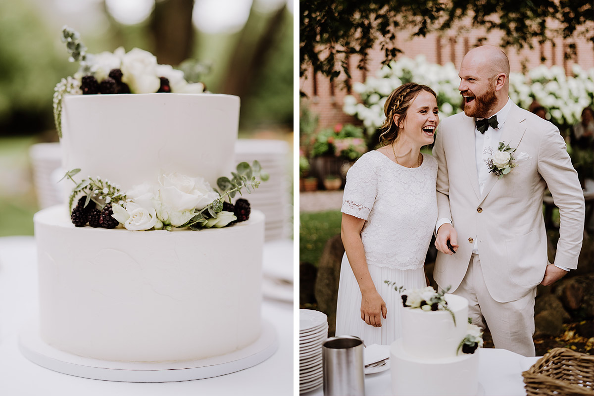 Hochzeitsfoto Anschneiden Hochzeitstorte - Gut Wendgräben Hochzeit in Boho Scheune