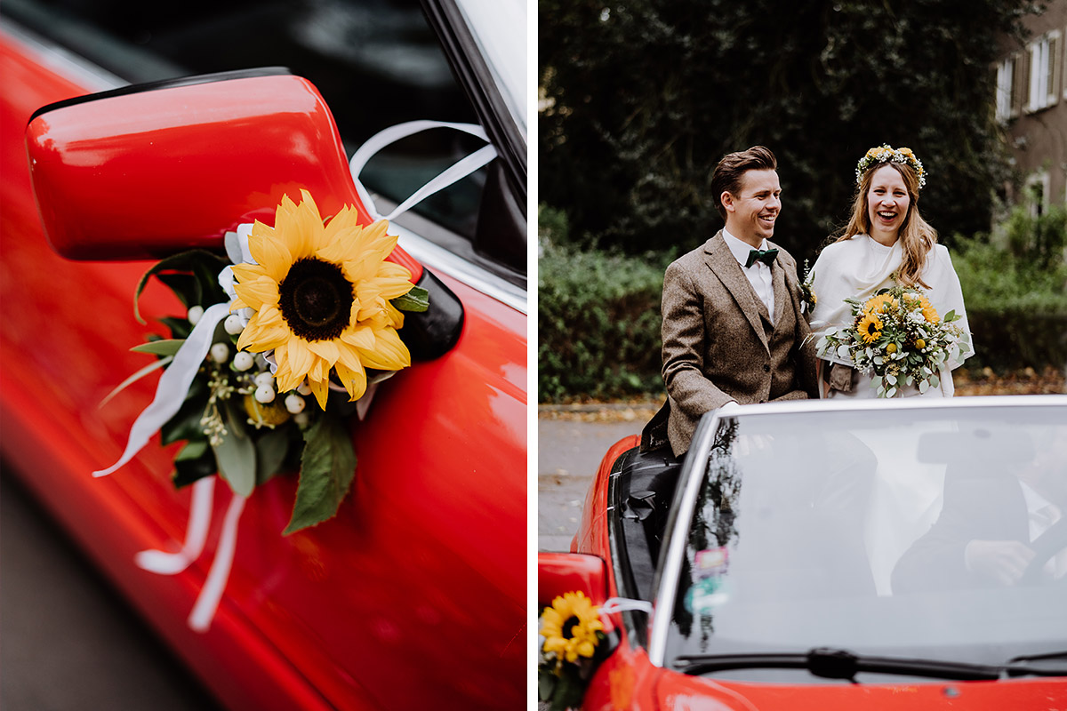 Hochzeitsauto roter Cabrio Standesamt Hochzeit Foto Idee