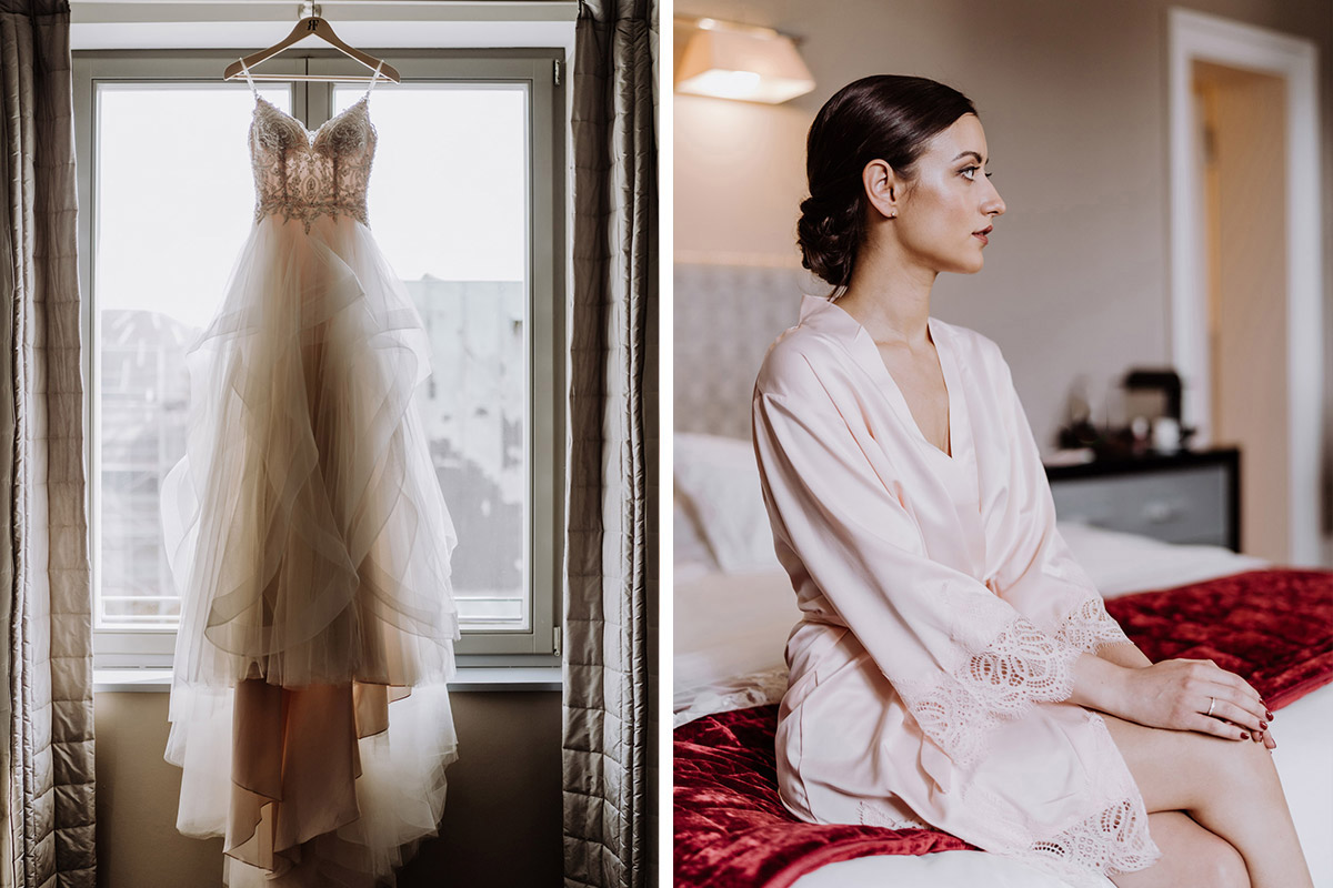 Hotel de Rome Braut Zimmer mit Hochzeitskleid
