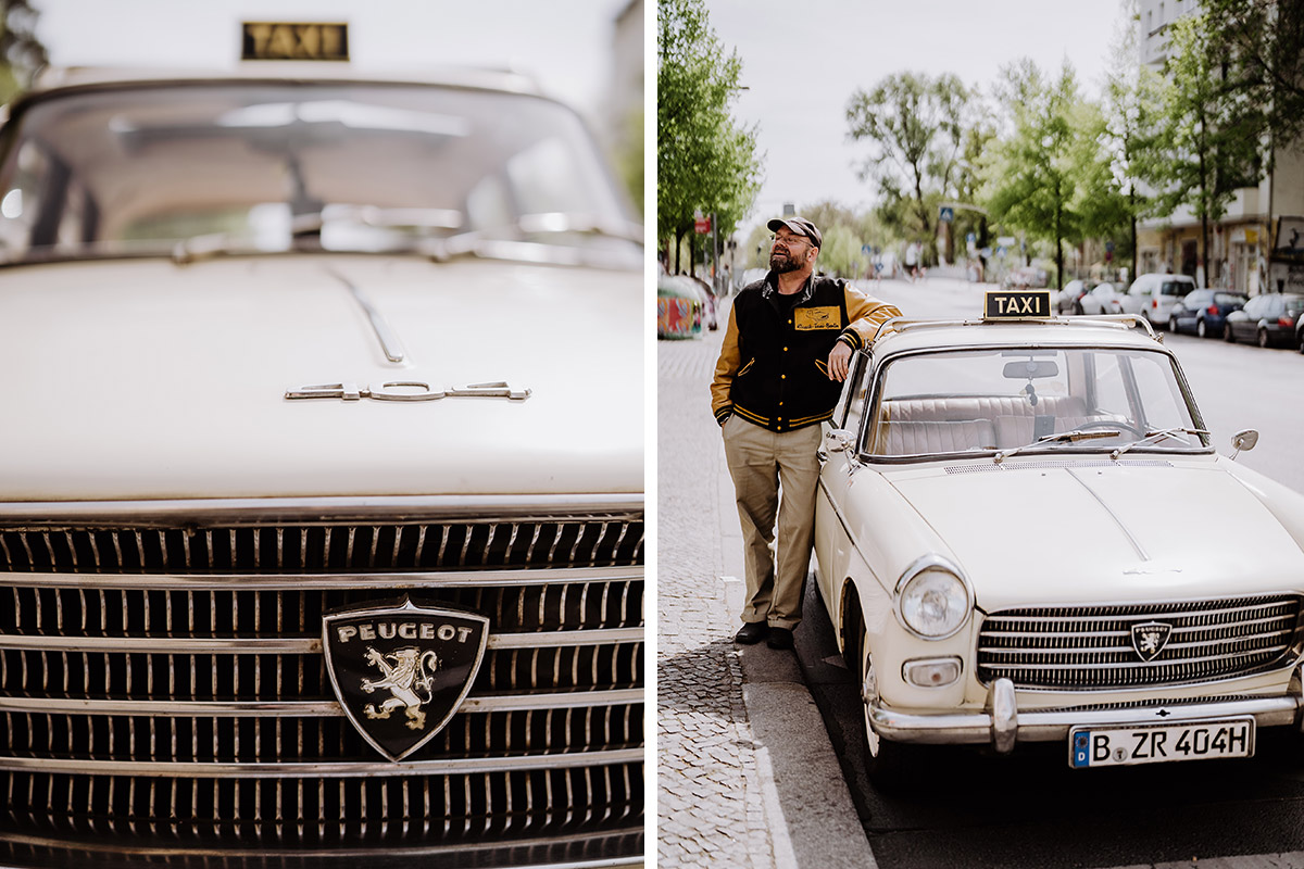 Oldtimer Klassik Peugeot Taxi Berlin für die Fahrt zum Standesamt