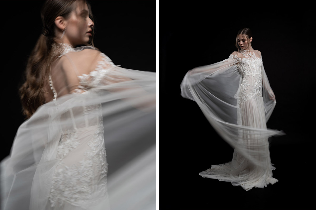 international editorial wedding photographer lets the bride wave her veil