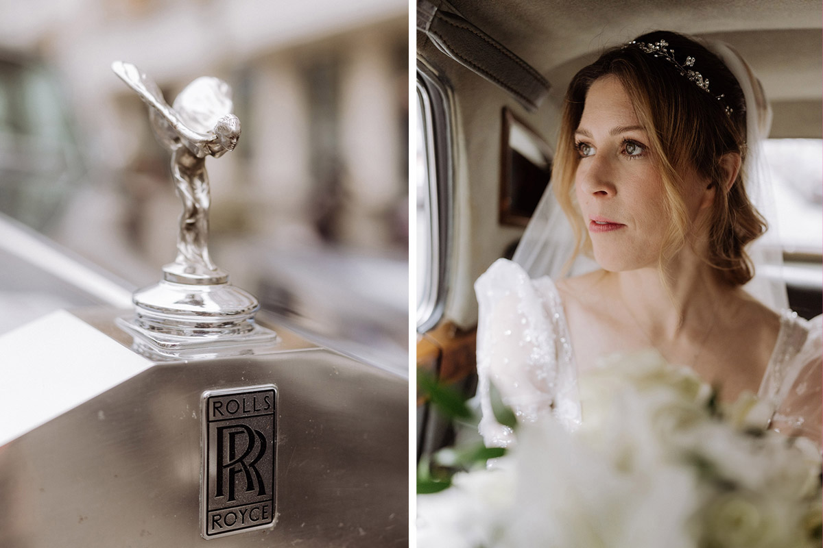 Berliner Braut sitzt in Rolls Royce